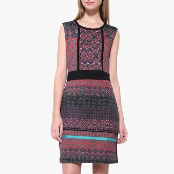 [SOLD] Desigual Birmania Woven Sleeveless Geometric Design Shift Dress - Picture 16 of 16